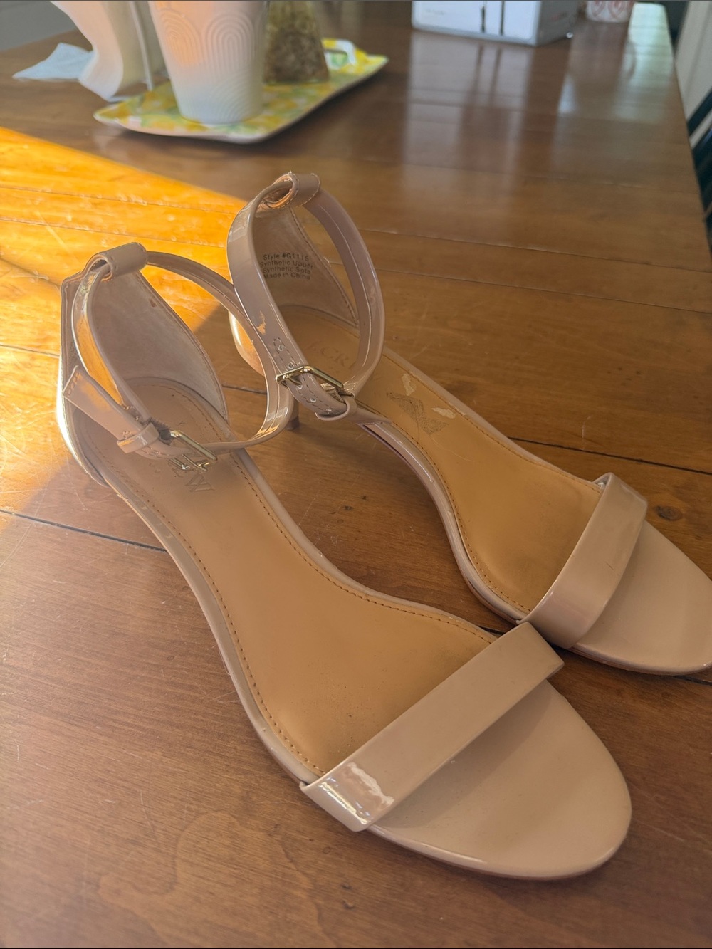 J. Crew Nude Patent Ankle-Strap Sandals